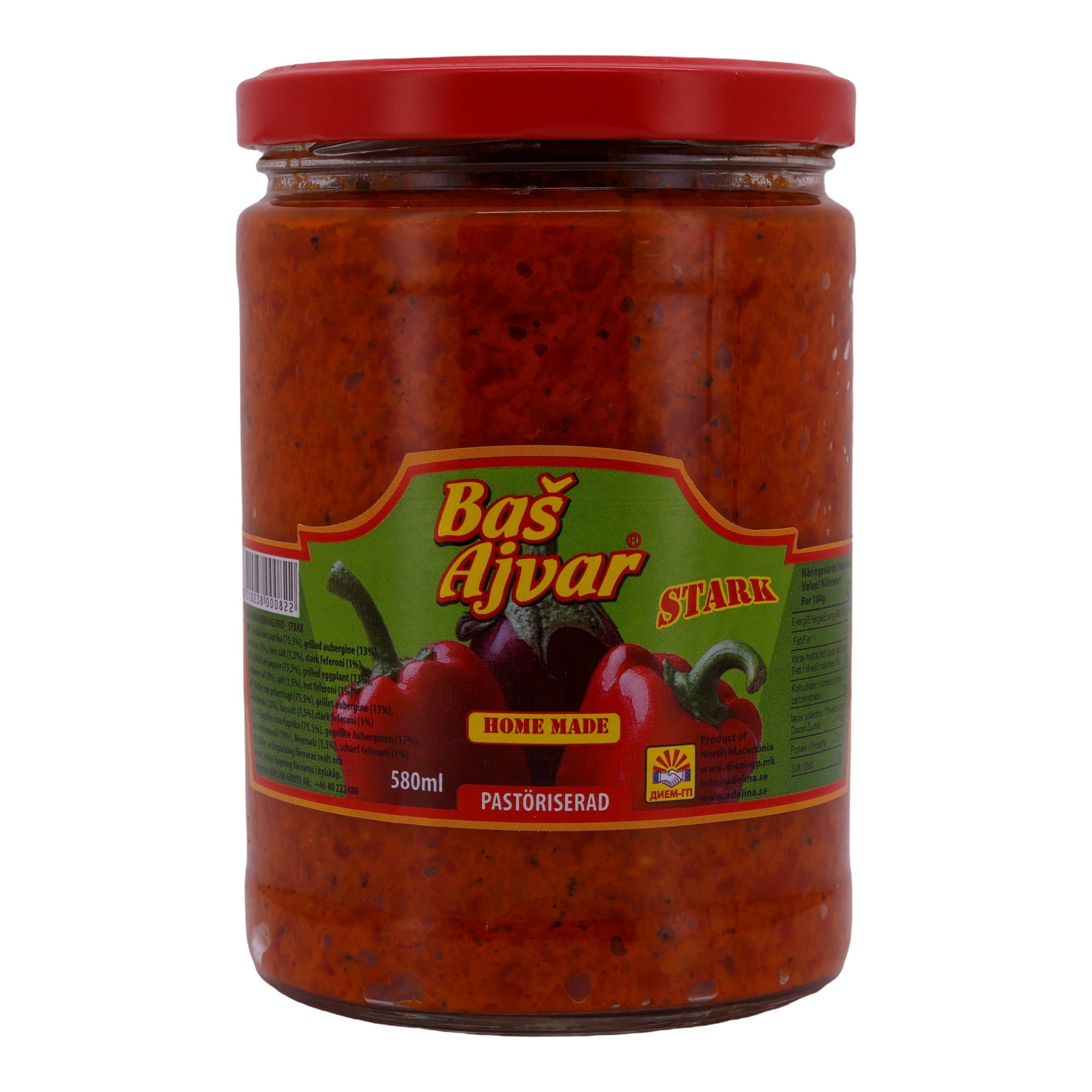 Paprikasoße Basš Ajvar | Stark | Pikant, aus gegrilltem Gemüse | 580 ml BASH
